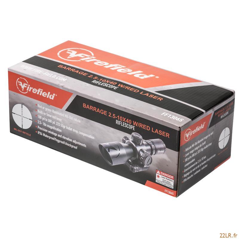 Lunette 22LR 2.5-10X40 Firefield Barrage Riflescope avec laser rouge – Image 15