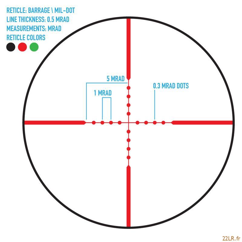 Lunette 22LR 2.5-10X40 Firefield Barrage Riflescope avec laser rouge – Image 19